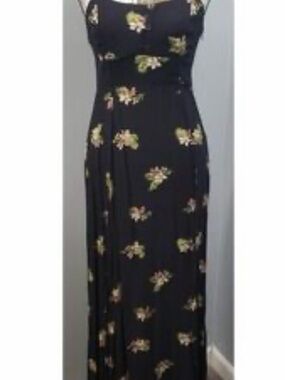 Volcom Black Maxi Dress with Yellow Floral Print